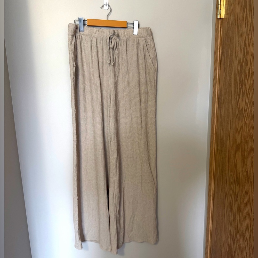 Ardene Beige Wide Leg Linen-Style Pants